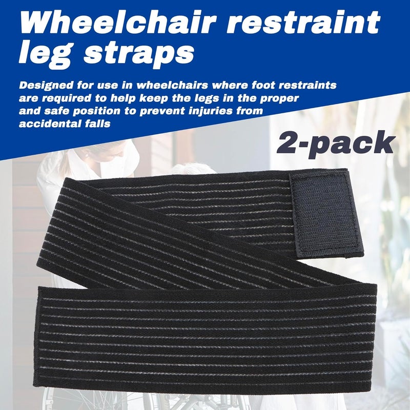 Terixe 2 Pack Wheelchair Leg Straps - Polyester Material, Breathable & Elastic - Foot, Calf & Seat Belt Restraints for Wheelchair Accessory - Image 2